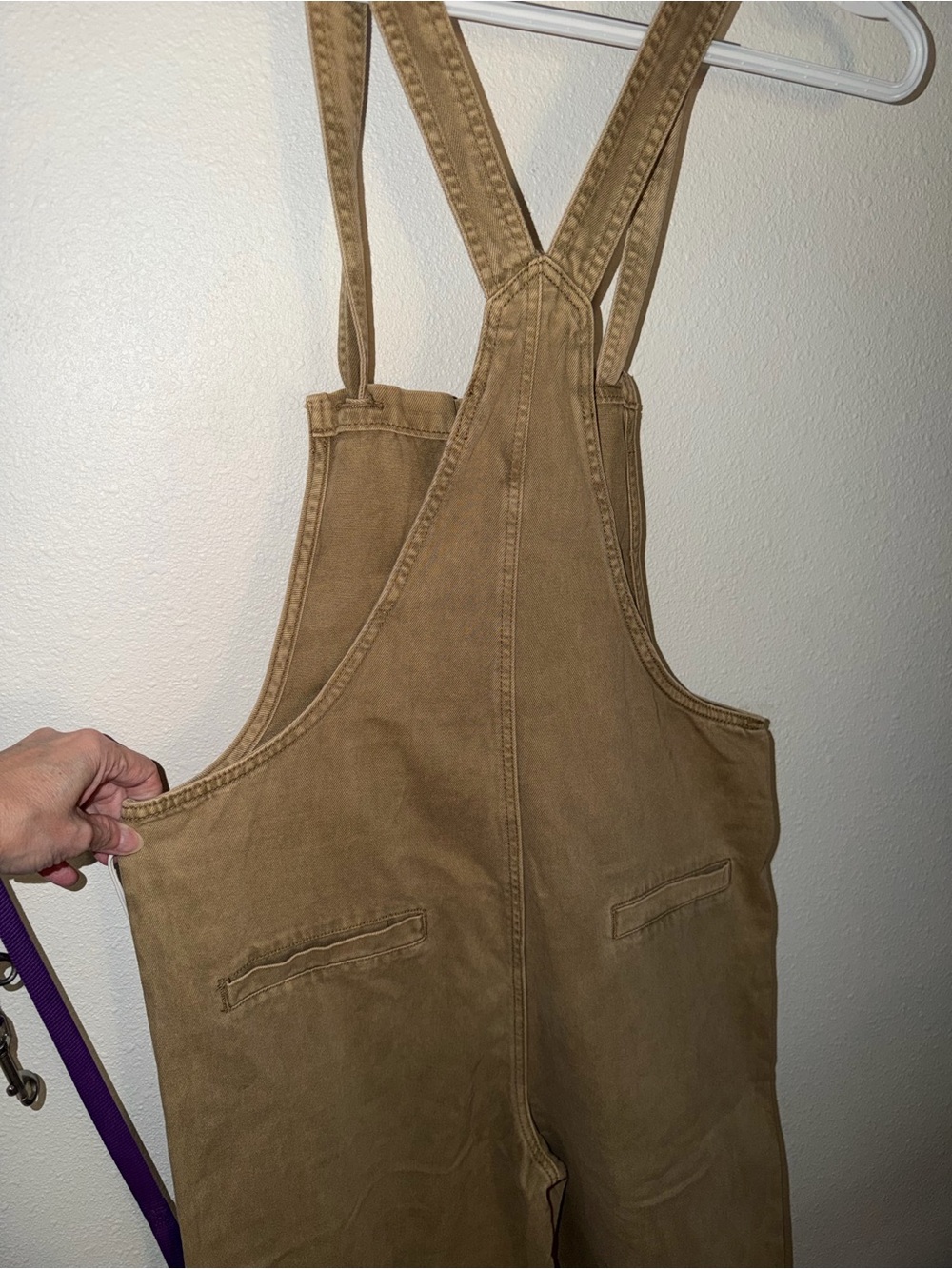 Zenana Outfitters Tan Wide-Leg Denim Overalls NWT - Picture 4 of 12